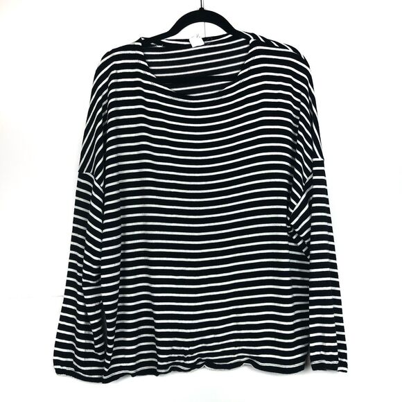 Black White Stripe Oversize Pullover Sweater Size XS - Picture 1 of 6